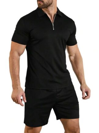 Set de Camiseta con cremallera + Pantaloneta en algodón Grueso y Lycrado