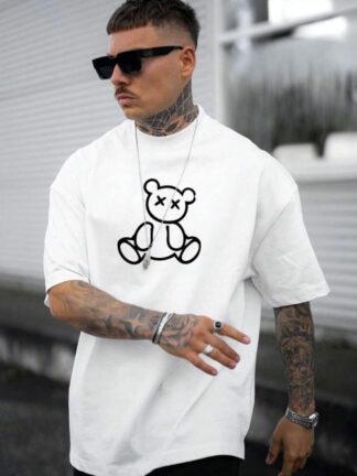 Camiseta Over zise estampada cuello redondo de algodón Grueso y Lycrado