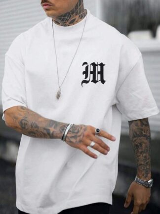 Camiseta Over zise estampada cuello redondo de algodón Grueso y Lycrado