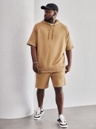 Set Over zise de Camiseta con capucha + Pantaloneta en algodón Grueso y Lycrado