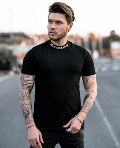 Camiseta cuello estampado en Algodón Grueso y lycrado